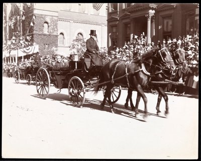 View of Admiral Sampson in a carriage in the Dewey Parade on Fifth Avenue, New York by Byron Company
